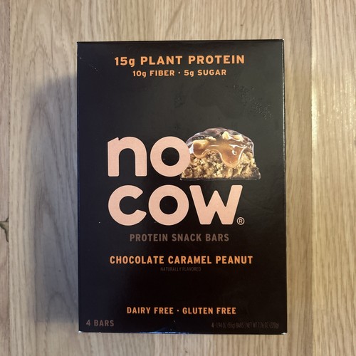No Cow Schokolade Karamell Erdnuss Protein Snack Riegel, 4 Stück KOSTENLOSER VERSAND