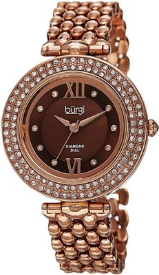 Burgi BUR126RG Swiss Quartz Diamond Markers Brown MOP Dial Rosetone Womens Watch