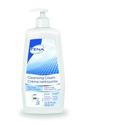 TENA Cleansing Cream, Rinse Free, 1,000 milliliter Pump Bottle, Unscented