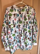 Uniform Advantage UA Scrubs Top Size M Scrub Top With Monkeys Long Sleeve