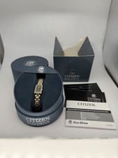 CITIZEN Eco-Drive G620-S019265 Gold Tone Crystal Black Dial Women's Watch 5.75"