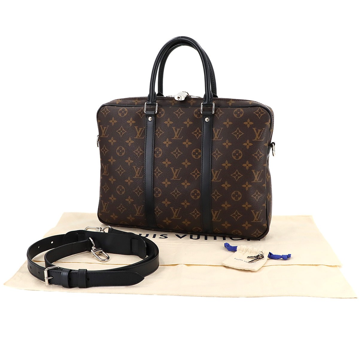 LOUIS VUITTON Monogram Macassar Porte Documents Voyage PM M52005