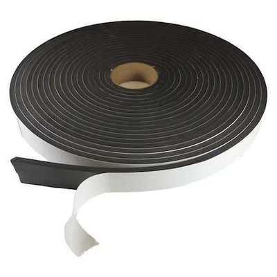 Foam Strip, Water-Resistant Closed Cell, 1 In W, 50 Ft L, 3/16 In Thick, Black,