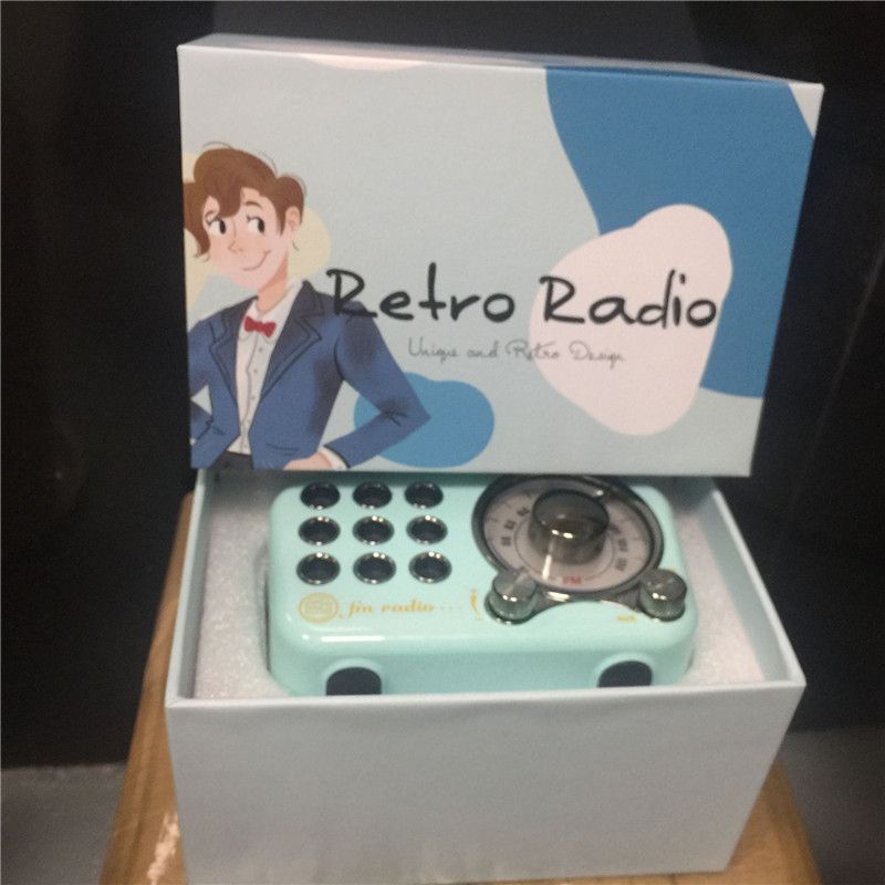 Mini Haut-Parleur Bluetooth Rétro R919-B Bleu pour Écouter la Radio - 3