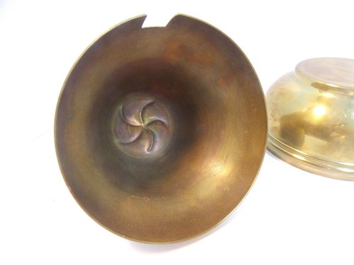 Hecho A Mano Apple Shaped Serving Dish Copper Brass Metal Glass Insert Set of 2 - Picture 5 of 6