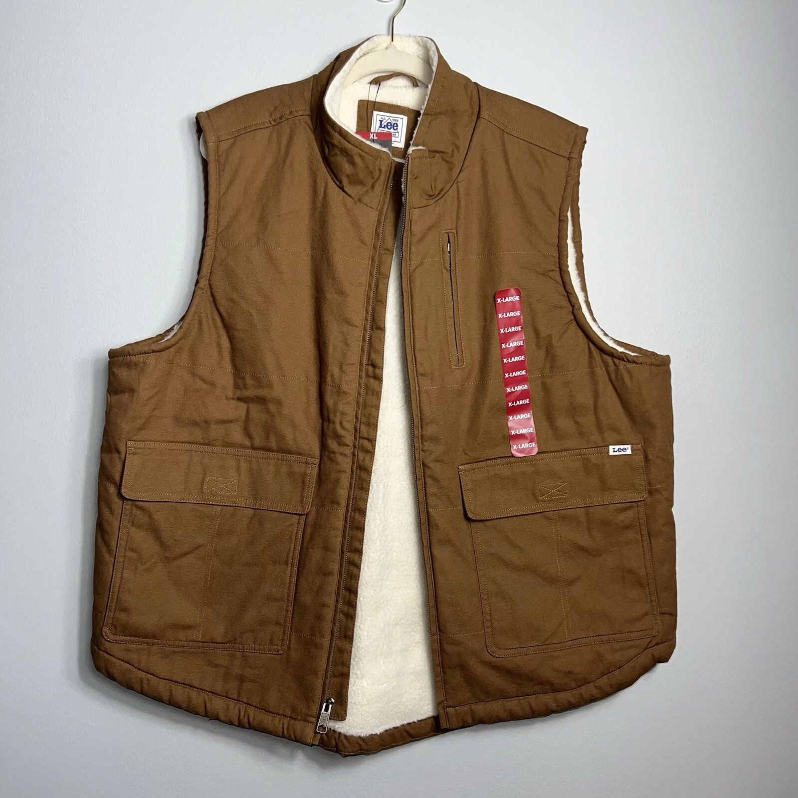 Lee Vest Mens XL Brown Premium Select Canvas Sherpa Lined Full Zip Barn Chore
