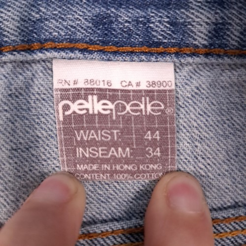 Pelle Pelle Jeans Mens 40x34 Blue Denim Wide Leg Baggy 90s Y2K Grunge Stain - Picture 20 of 21