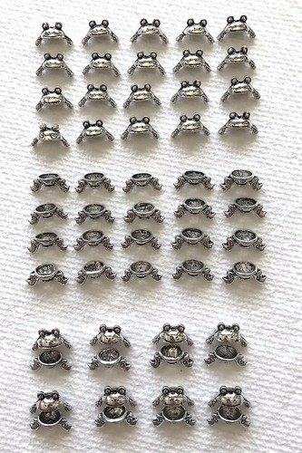 Lot Of 28 Tibetan Silver Frog Charms. 2 Piece/3D. Fits 8-10 mm Beads. (not incl) - Picture 3 of 8