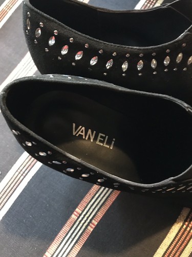 Vaneli Black Silver Studded Suede Shooties Size 8 - Picture 5 of 8