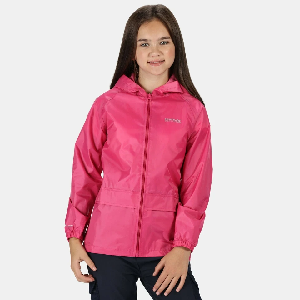 Chaqueta impermeable Regatta niños Stormbreak con capucha con cremallera completa niños niñas escuela Foto 3 de 4