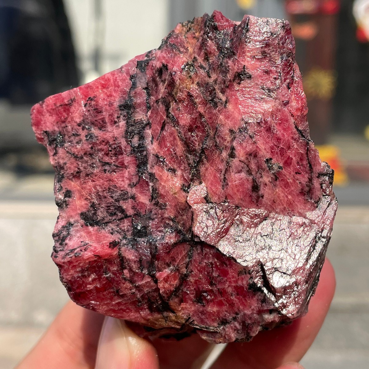 253g Rough Stone Natural Red Black Rhodonite Quartz Crystal