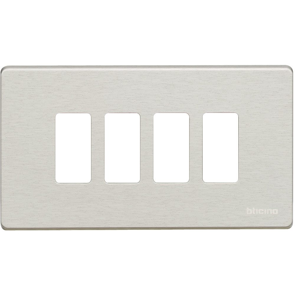 Plaque Bticino 504/4A/X – 4 Postes En Aluminium Pour Boîte Rectangulaire, Série Matix