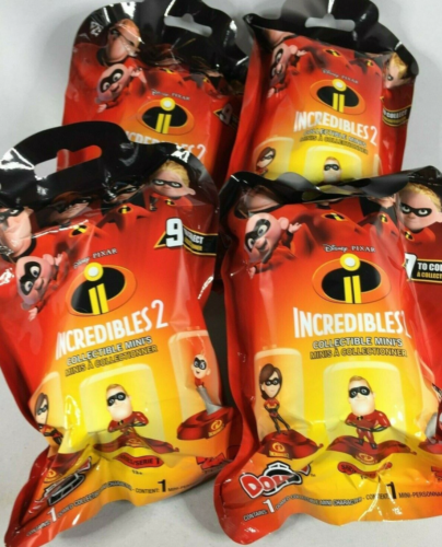 DISNEY PIXAR THE INCREDIBLES 2 DOMEZ 2" MINI FIGURE LOT OF 4 BLIND BAGS NEW 2018