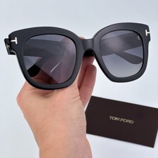 Tom Ford Women Sunglasses Black Grey Polarized Gradient Square FT0613/S 01D NEW