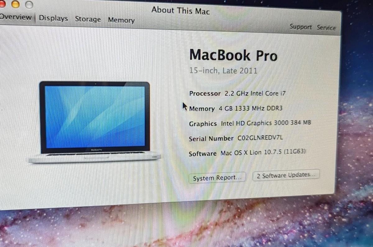 MacBook Pro (15-inch Late 2011) 2.2 GHz Intel Core i7 - 4GB MacBook Pro (15-inch Late 2011) 2.2 GHz Intel Core i7 - 4GB