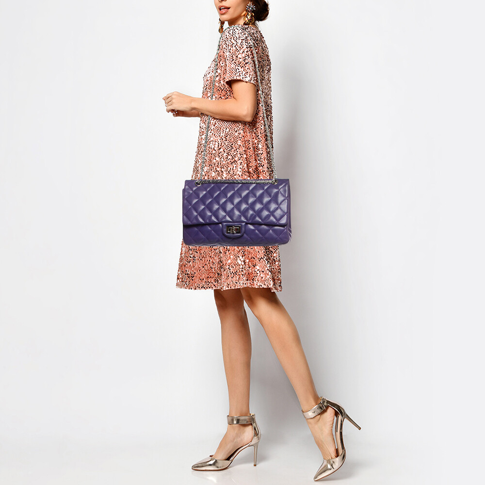 Chanel Purple Quilted Leather 227 Reissue 2.55 Flap Bag | eBay Chanel Purple Quilted Leather 227 Reissue 2.55 Flap Bag | eBay