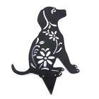 Black Floral Dog Ornament Garden Decor Statue Weather Resistant Metal Border