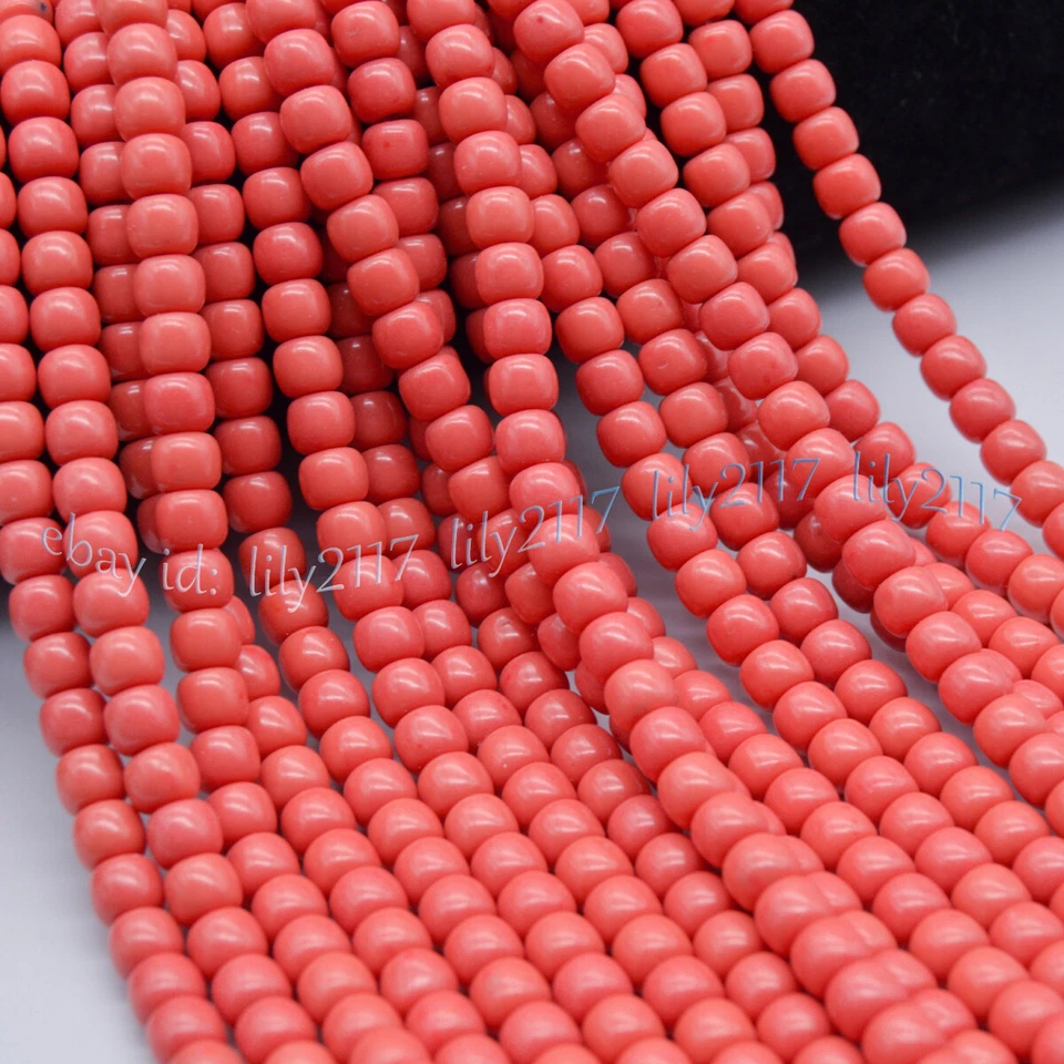 Cuentas sueltas de piedras preciosas de barril de rondelle de coral rosa natural de 8x9 mm para hacer joyas hágalo usted mismo Foto 3 de 4