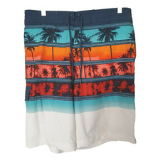 Sonoma Men's Swim Trunks Size Medium Multicolor Tropical Polyester Mesh Lined