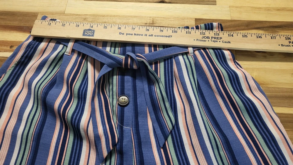 Pantalones Cortos Amy Byer Big Flyaway Rayas Niñas Grandes Estampado Crepón Cinturón Talla XL Foto 3 de 4