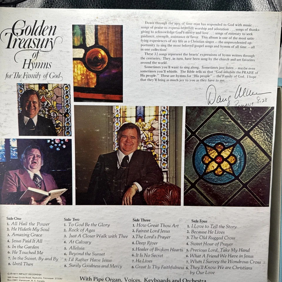 DOUG OLDHAM GOLDEN TREASURY OF HYMNS VOLUME 2 (2 RECORDS) - USED GOSPEL VINYL LP - Image 4 of 4