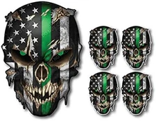 5X THIN GREEN LINE SKULL MILITARY USMC USA AMERICAN FLAG DECAL STICKER CAR TRUCK