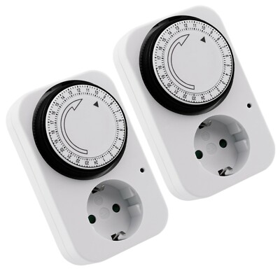 2x Zeitschaltuhr Timer Steckdose Zeitschalter Mechanische Schaltuhr Dauerbetrieb