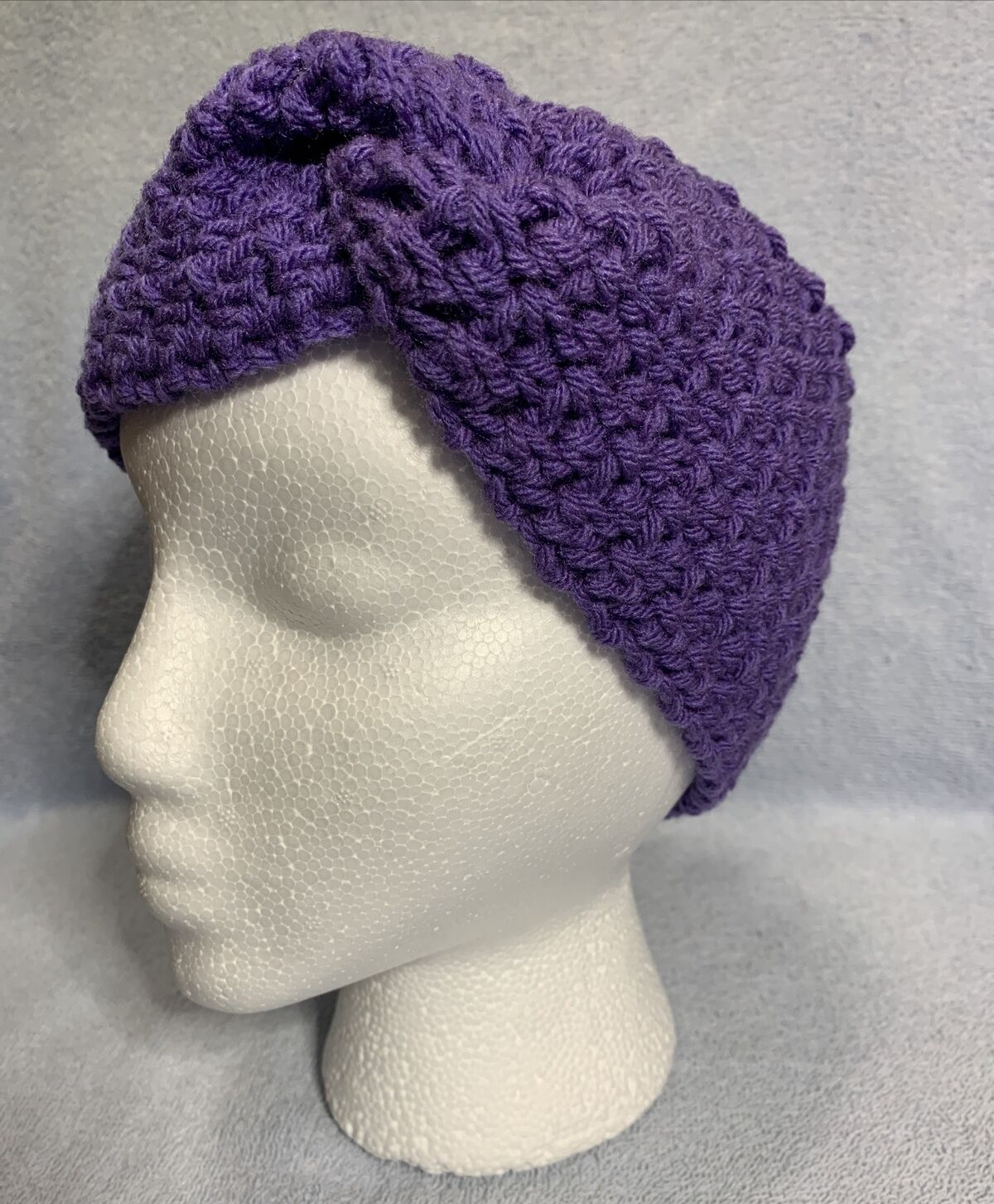 Handmade Purple Crochet Twisted Turban Ear Warmer Headband