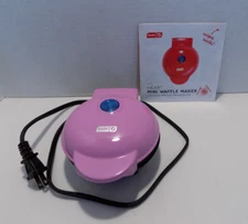 New Dash Mini Waffle Maker Heart Shaped Dark Pink Electric K53365 No Box