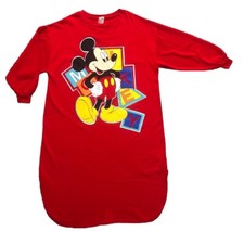 Vintage Disney Mickey Mouse Sweatshirt Dress USA Made Fleece Relaxed Midi Red L