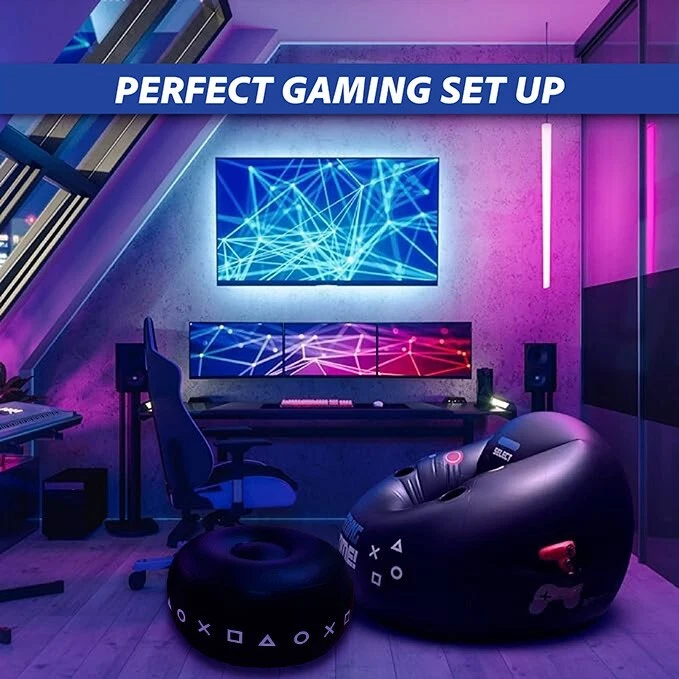 Silla Gaming Inflable FranFusion Azul para Niños y Adolescentes con Otomana Foto 4 de 4