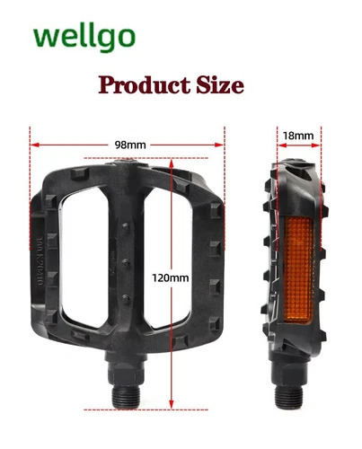 Wellgo DU Sealed Bearing Non-slip Pedal For MTB Road Bike Flat/Platform Pedals - Picture 3 of 17