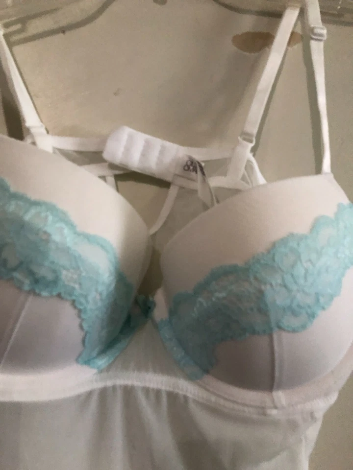 Gilligan & O'Malley Size M White Blue Lace Intimate Sexy Lingerie Sexy Women  - Image 3 of 4
