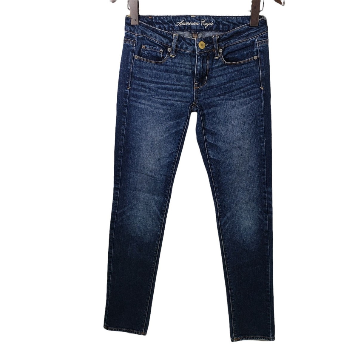 Jean American Eagle Super Skinny Vieilli Taille 0 - Coupe Juniors, Occasion Très Bon état