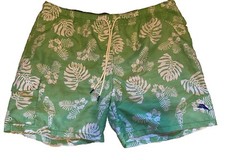 Tommy Bahama Green Cargo Swim Trunks Shorts Tropical Parrots Floral Palm Sz XXL