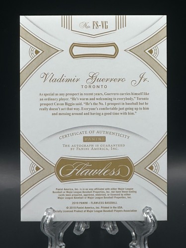 Vladimir Guerrero Jr. 2019 Panini Flawless Signatures Ruby/20 automático #FS-VG Jays - Imagen 2 de 2