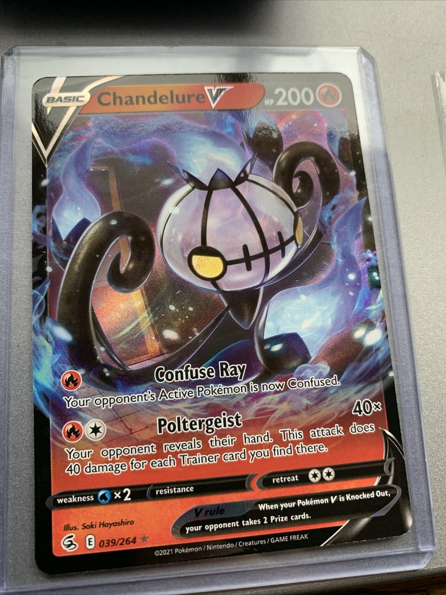 Pokemon Chandelure V 039/264 - Fusion Strike Half Art Card (Near Mint Condition) Pokemon Cards Rare Pokemon Chandelure V 039/264 - Fusion Strike Half Art Card (Near Mint Condition) Pokemon Cards Rare