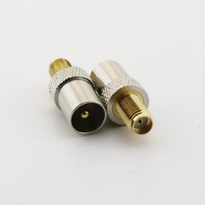 RF Adapter IEC PAL DVB-T TV Male Plug to SMA Female Jack Straight Coax Connector