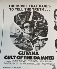 GUYANA CULT OF THE DAMNED Movie Mini Ad Sheet Vintage Promo Advertising Poster