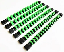 6 GOLIATH INDUSTRIAL ABS MOUNTABLE SOCKET RAIL RACK HOLDER ORGANIZER LIME GREEN