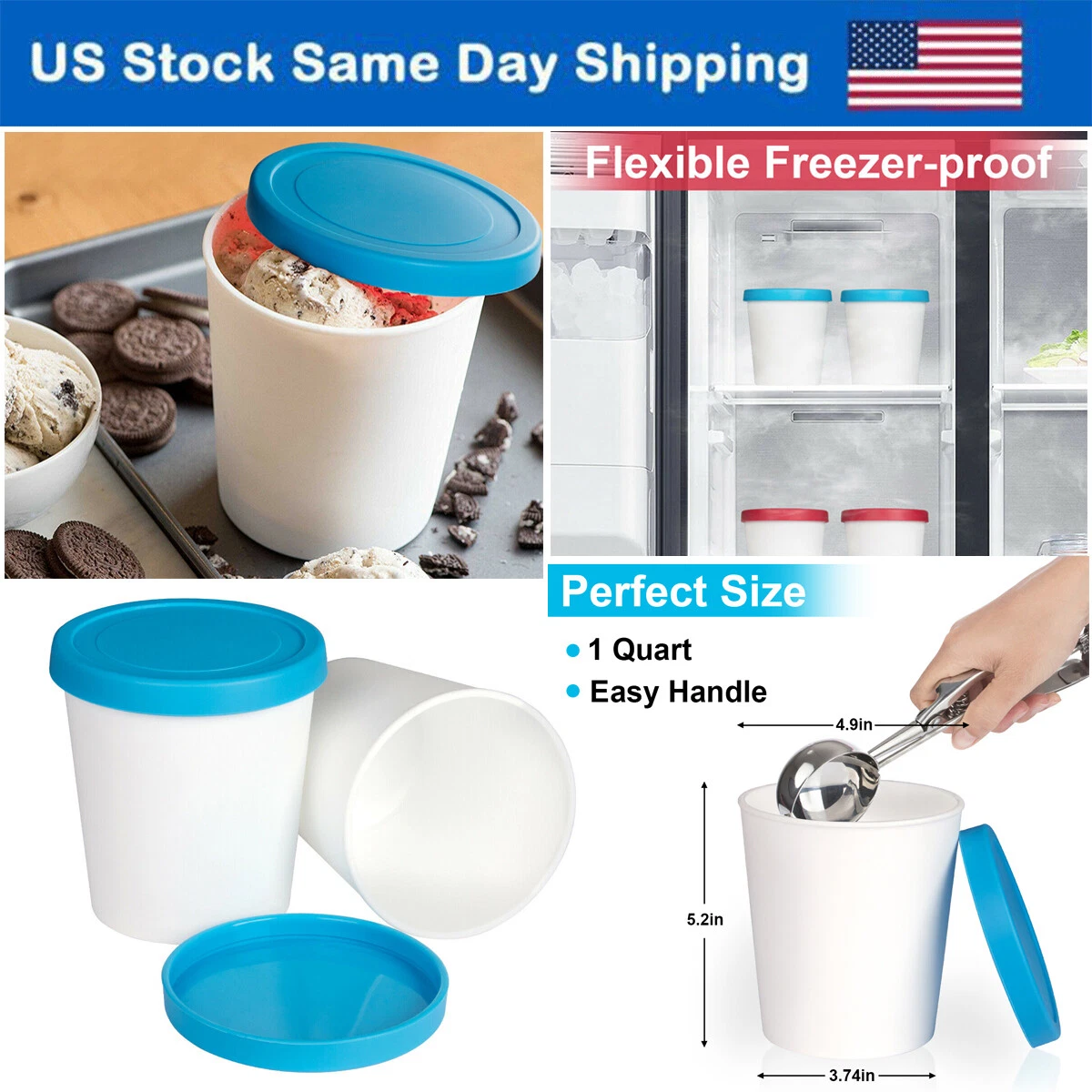 Ice Cream Storage Containers & Reusable Tubs