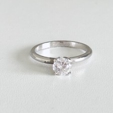 Vintage 925 Sterling Silver 1/2 Carat Clear CZ Solitaire Band Ring Size 6