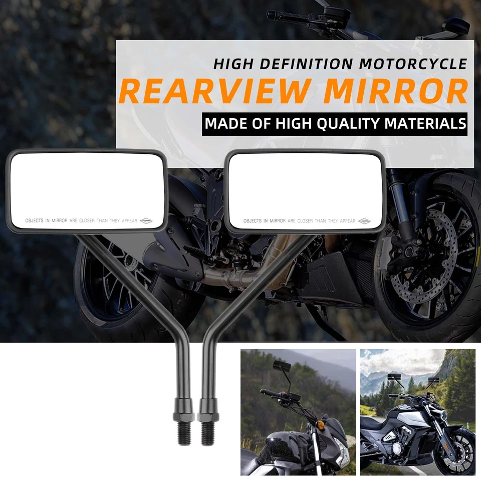 Motorcycle Rear View Side Mirrors 10mm Long Stem Matte Black For ATVs Scooter US - Image 3 of 4