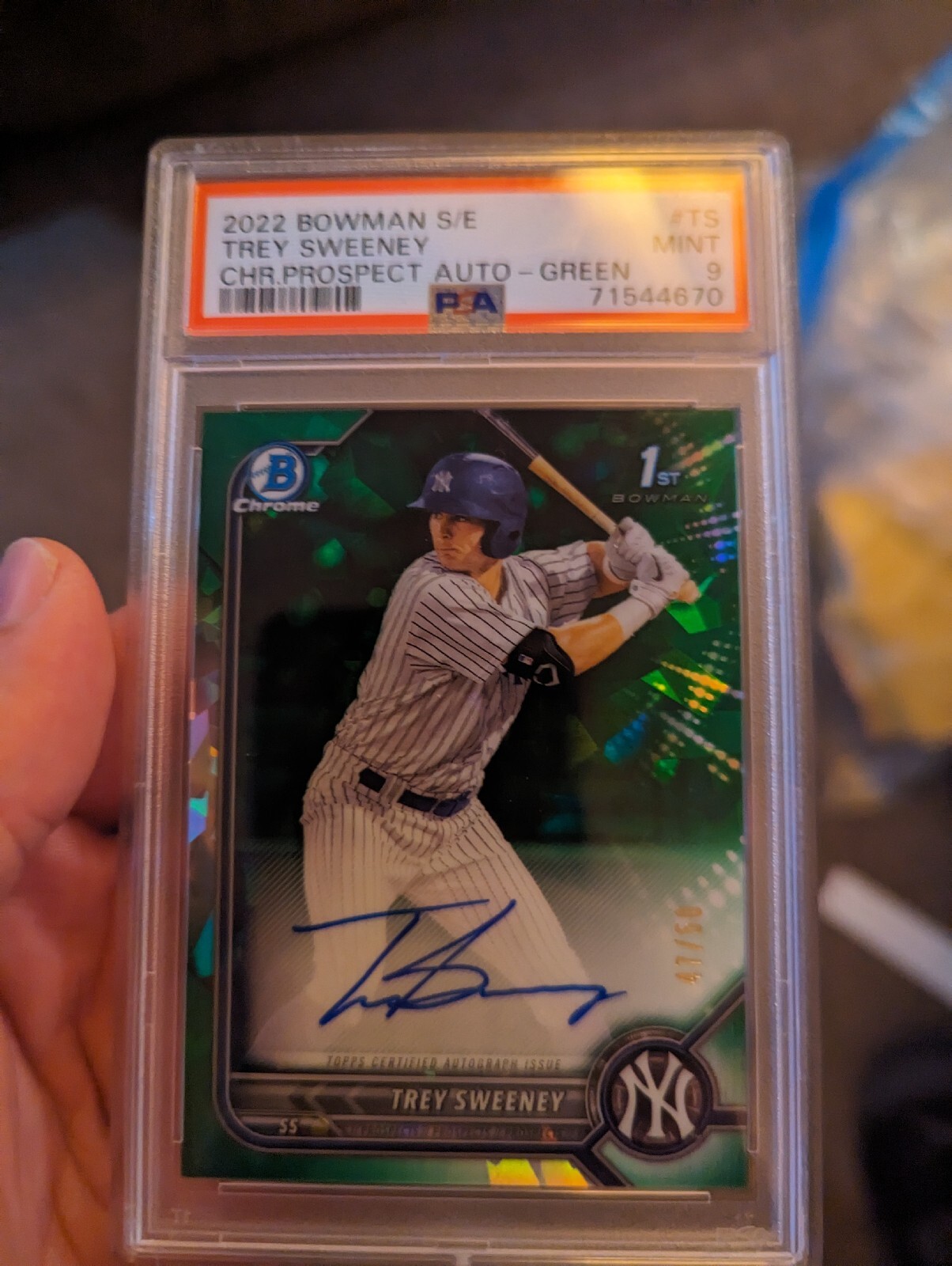 2022 Bowman Sapphire /50 Trey Sweeney 1st Bowman Auto PSA 9
