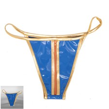 Women Faux Latex Thongs G String Low Waist Zip Briefs Underwear Sexy Cosplay