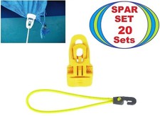 20x Żagiel przeciwsłoneczny Plandeka Napinacz MIDI CLIP żółty + 18 cm Napięcie Gumowy haczyk Klamra