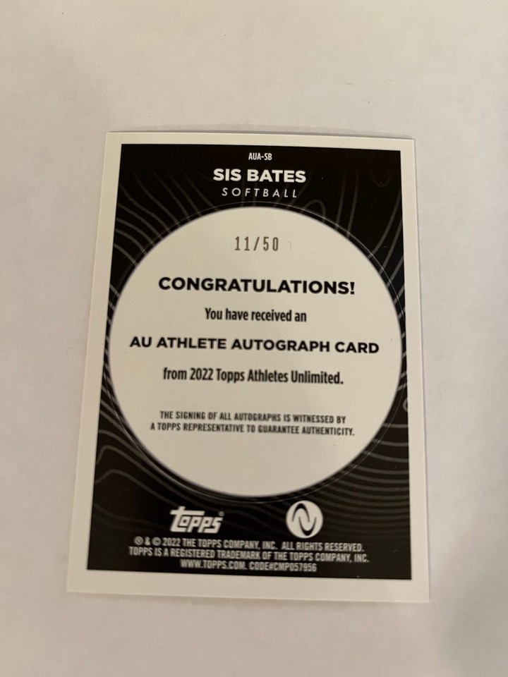 2023 Topps Athletes Unlimited AUASB Sis Bates Softball AUTO REFRACTOR