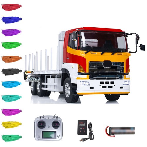 LESU 6x4 RC Timber Truck 1:14 RTR Metal Flatbed Lorry Trailer Car w/ I6S Radio - Picture 6 of 12