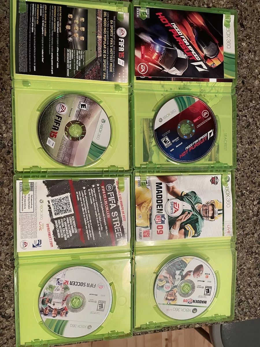 Old Xbox 360 Games Madden 09, FIFA 12, 15, Need for speed Hot