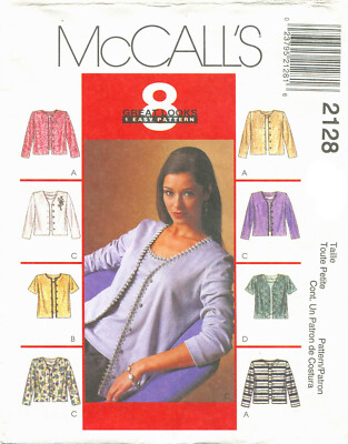 McCalls 2128 Cardigan Top Misses Sewing Pattern Uncut